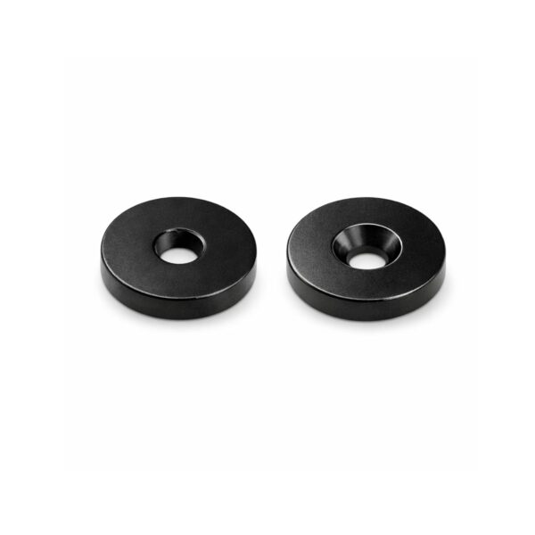 Imán de neodimio redondo con agujero avellanado 15x3,5x5 mm – negro epoxi